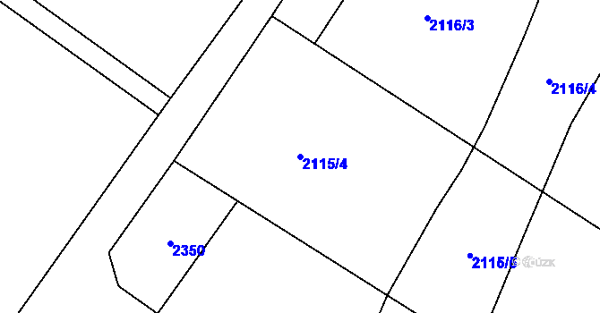 Parcela st. 2115/4 v KÚ Čaková, Katastrální mapa