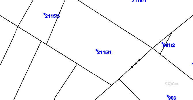 Parcela st. 2115/1 v KÚ Čaková, Katastrální mapa