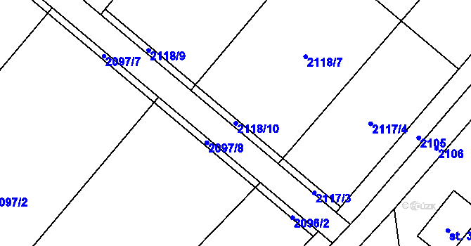 Parcela st. 2118/10 v KÚ Čaková, Katastrální mapa