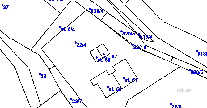 Parcela st. 67 v KÚ Čakovice u Pelhřimova, Katastrální mapa