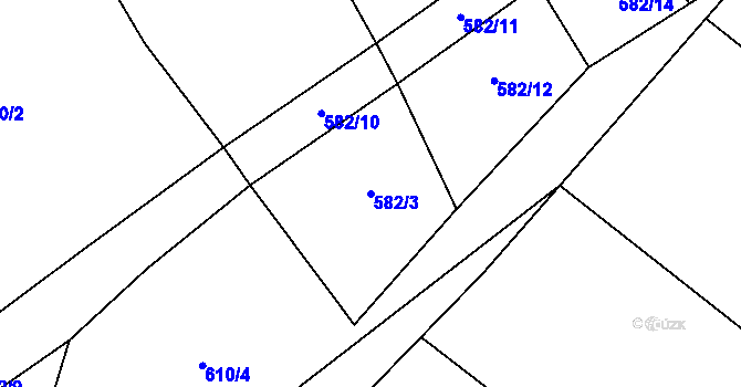 Parcela st. 582/3 v KÚ Čakovice u Pelhřimova, Katastrální mapa