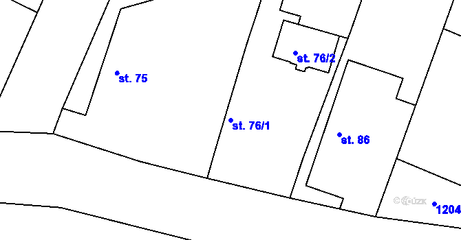 Parcela st. 76/1 v KÚ Čankovice, Katastrální mapa