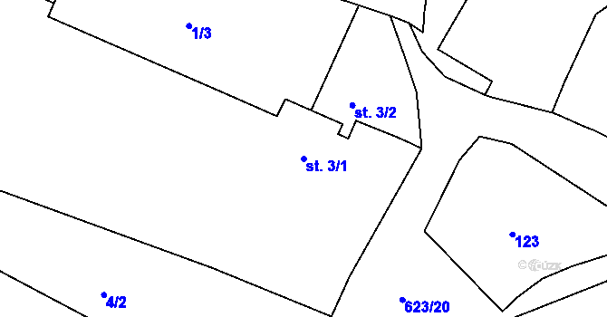 Parcela st. 3/1 v KÚ Čankovice, Katastrální mapa