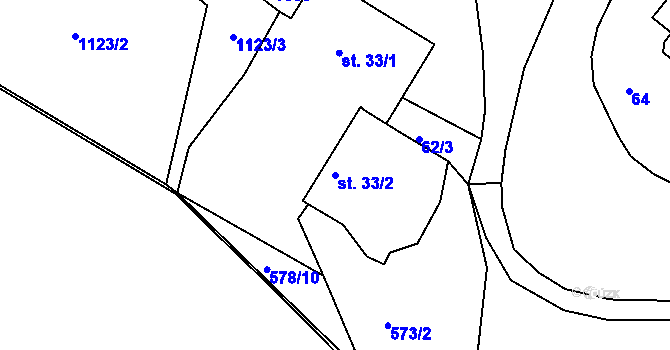 Parcela st. 33/2 v KÚ Čankovice, Katastrální mapa