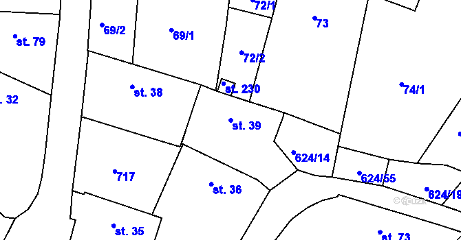 Parcela st. 39 v KÚ Čankovice, Katastrální mapa
