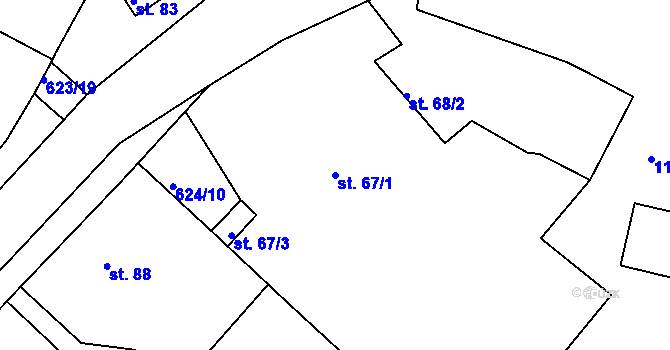 Parcela st. 67/1 v KÚ Čankovice, Katastrální mapa