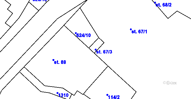 Parcela st. 67/3 v KÚ Čankovice, Katastrální mapa