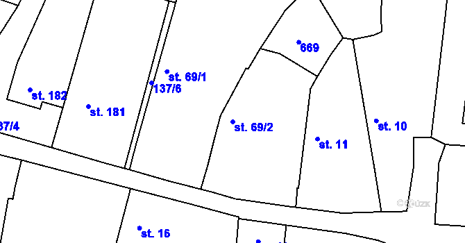 Parcela st. 69/2 v KÚ Čankovice, Katastrální mapa