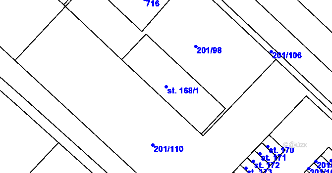 Parcela st. 168/1 v KÚ Čankovice, Katastrální mapa