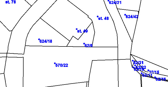 Parcela st. 62/6 v KÚ Čankovice, Katastrální mapa