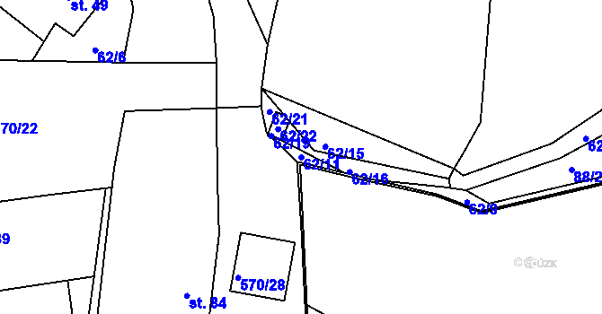 Parcela st. 62/11 v KÚ Čankovice, Katastrální mapa