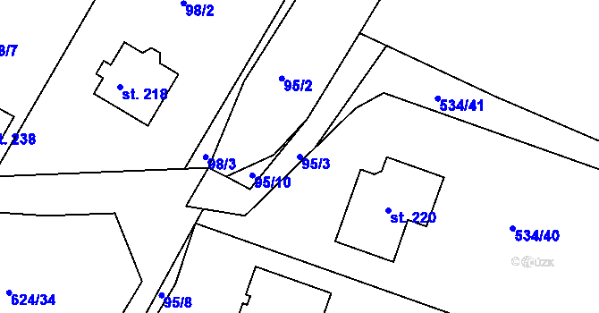 Parcela st. 95/3 v KÚ Čankovice, Katastrální mapa