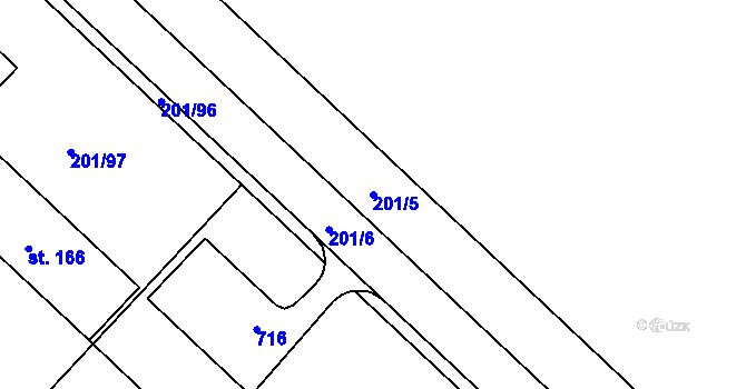 Parcela st. 201/5 v KÚ Čankovice, Katastrální mapa