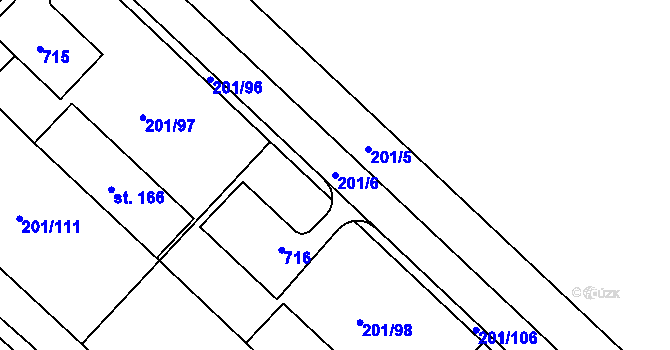Parcela st. 201/6 v KÚ Čankovice, Katastrální mapa