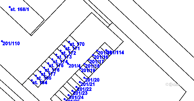 Parcela st. 201/15 v KÚ Čankovice, Katastrální mapa