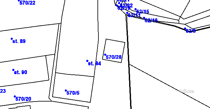 Parcela st. 570/28 v KÚ Čankovice, Katastrální mapa