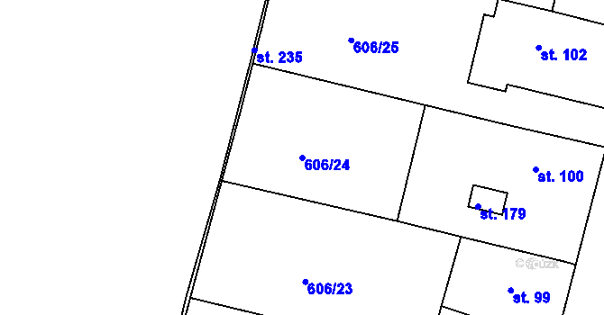 Parcela st. 606/24 v KÚ Čankovice, Katastrální mapa