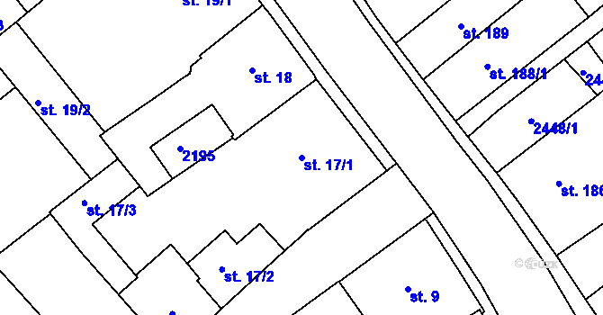Parcela st. 17/1 v KÚ Čáslav, Katastrální mapa