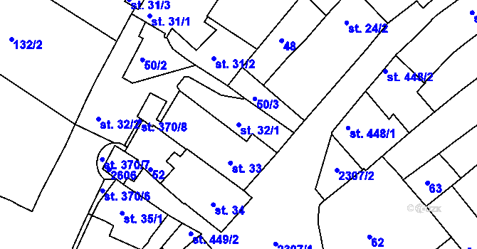 Parcela st. 32/1 v KÚ Čáslav, Katastrální mapa