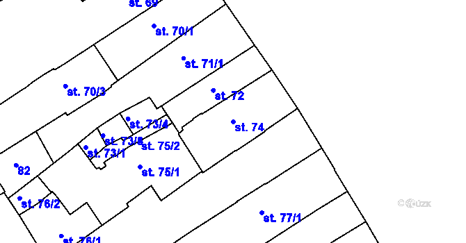 Parcela st. 74 v KÚ Čáslav, Katastrální mapa