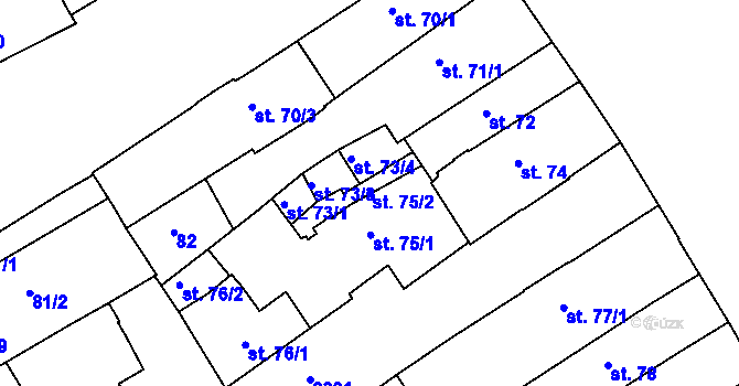 Parcela st. 75/2 v KÚ Čáslav, Katastrální mapa