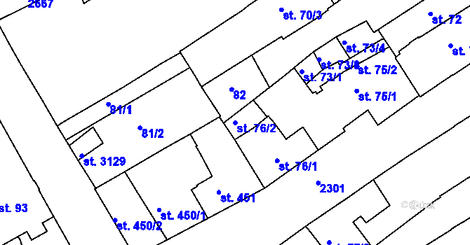Parcela st. 76/2 v KÚ Čáslav, Katastrální mapa