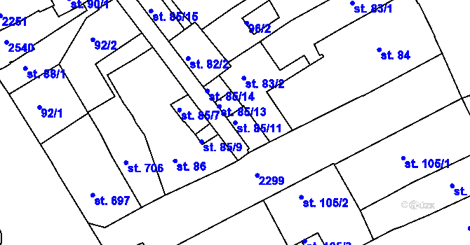 Parcela st. 85/11 v KÚ Čáslav, Katastrální mapa