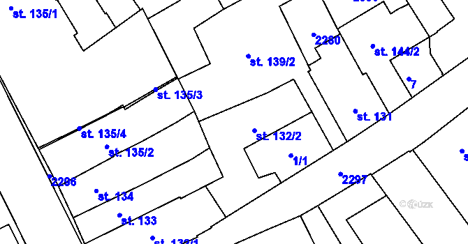 Parcela st. 132/2 v KÚ Čáslav, Katastrální mapa