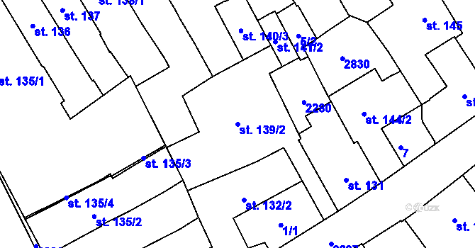 Parcela st. 139/2 v KÚ Čáslav, Katastrální mapa