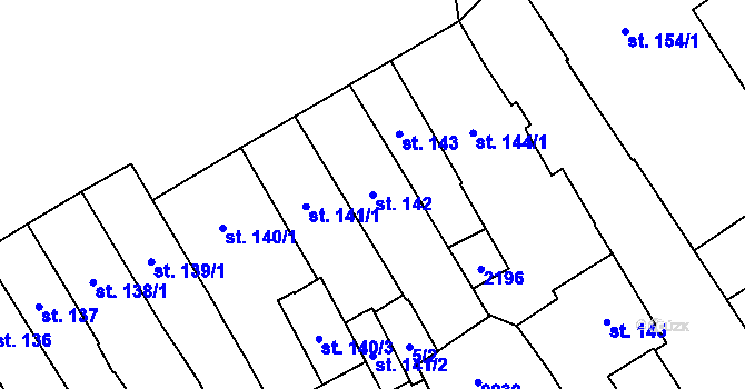 Parcela st. 142 v KÚ Čáslav, Katastrální mapa