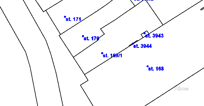 Parcela st. 169/1 v KÚ Čáslav, Katastrální mapa