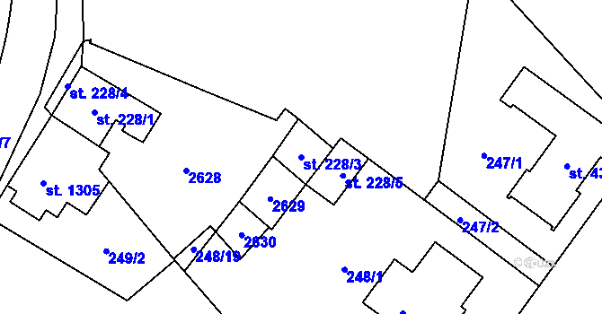Parcela st. 228/3 v KÚ Čáslav, Katastrální mapa