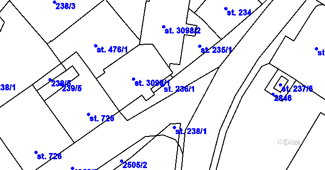 Parcela st. 236/1 v KÚ Čáslav, Katastrální mapa