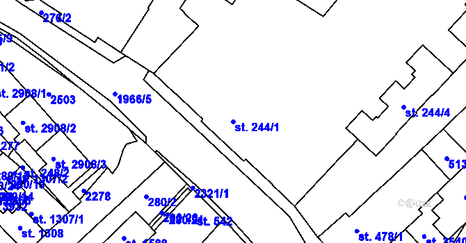 Parcela st. 244/1 v KÚ Čáslav, Katastrální mapa