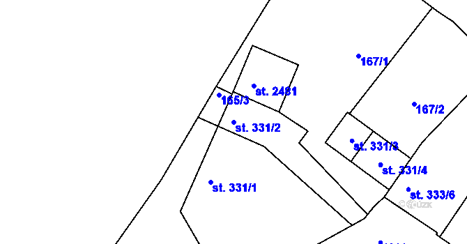Parcela st. 331/2 v KÚ Čáslav, Katastrální mapa