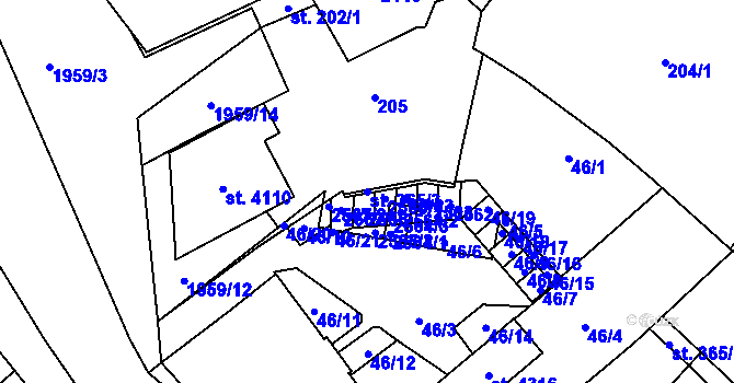 Parcela st. 365/3 v KÚ Čáslav, Katastrální mapa