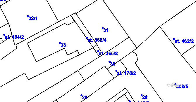 Parcela st. 365/8 v KÚ Čáslav, Katastrální mapa