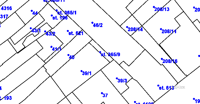 Parcela st. 365/9 v KÚ Čáslav, Katastrální mapa