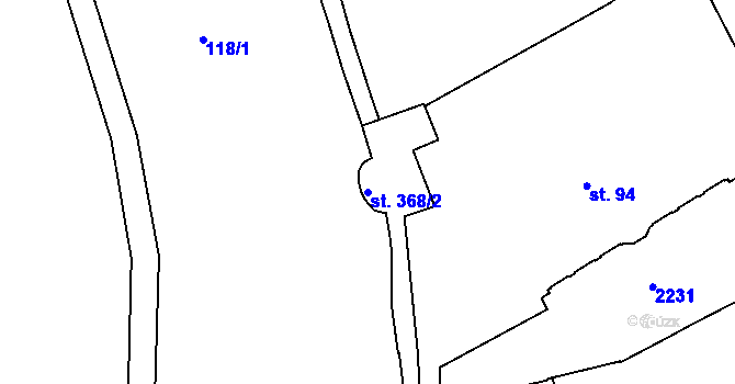Parcela st. 368/2 v KÚ Čáslav, Katastrální mapa