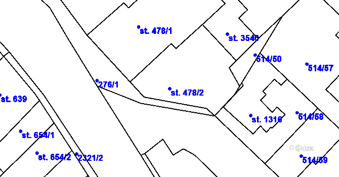 Parcela st. 478/2 v KÚ Čáslav, Katastrální mapa