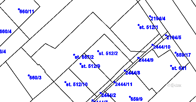 Parcela st. 512/2 v KÚ Čáslav, Katastrální mapa