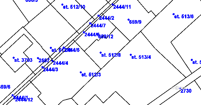 Parcela st. 512/8 v KÚ Čáslav, Katastrální mapa