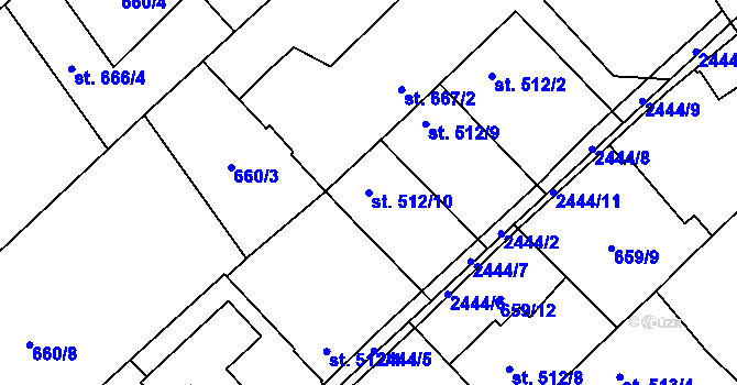 Parcela st. 512/10 v KÚ Čáslav, Katastrální mapa