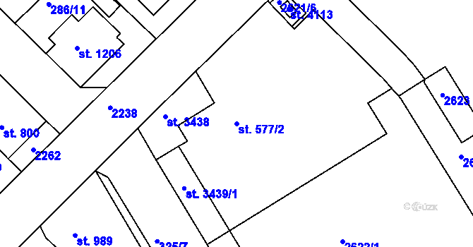 Parcela st. 577/2 v KÚ Čáslav, Katastrální mapa
