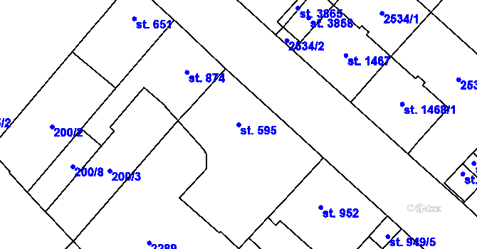 Parcela st. 595 v KÚ Čáslav, Katastrální mapa