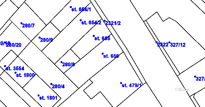 Parcela st. 656 v KÚ Čáslav, Katastrální mapa