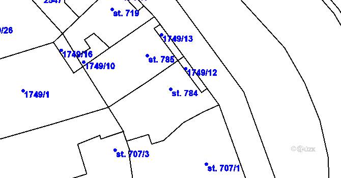 Parcela st. 784 v KÚ Čáslav, Katastrální mapa