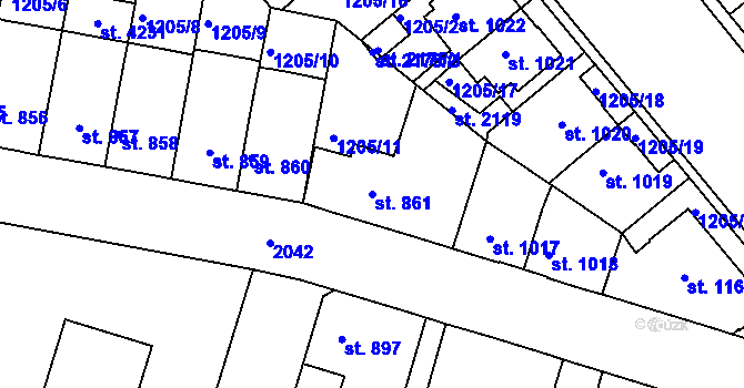 Parcela st. 861 v KÚ Čáslav, Katastrální mapa