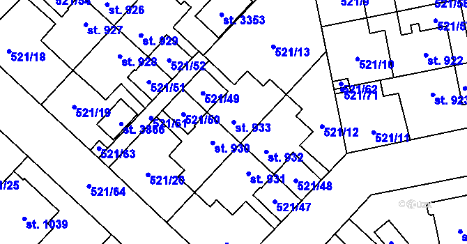 Parcela st. 933 v KÚ Čáslav, Katastrální mapa
