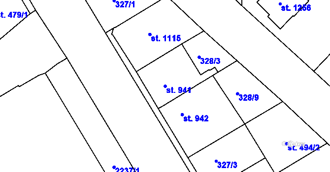 Parcela st. 941 v KÚ Čáslav, Katastrální mapa